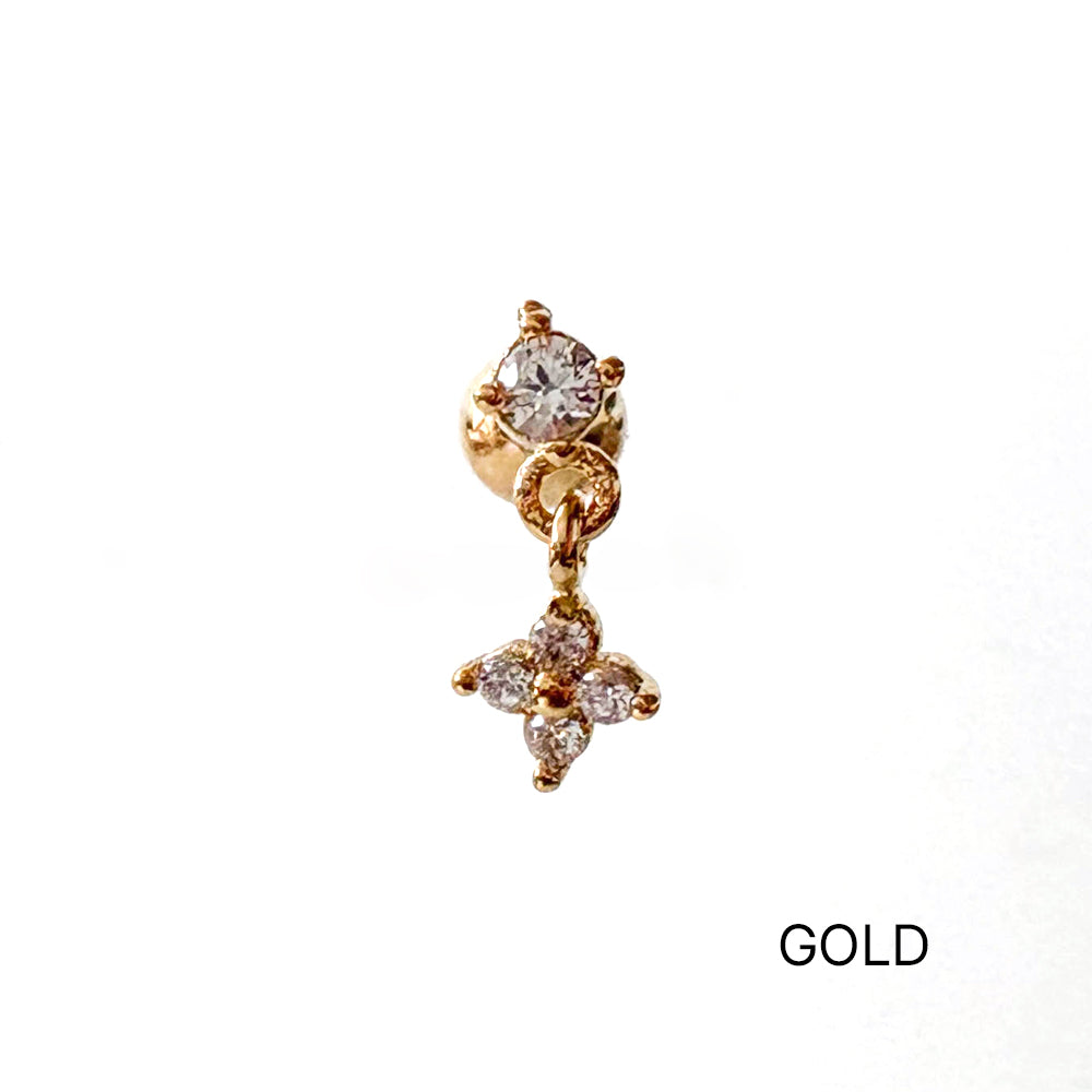 A8 305 ［サージカルステンレス］キュービック花ピアス