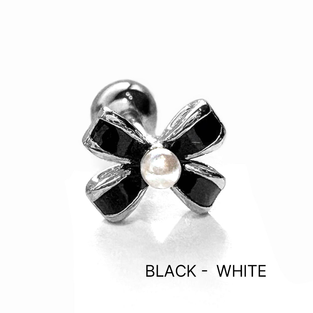 A3 080 [サージカルステンレス]　上品リボンピアス