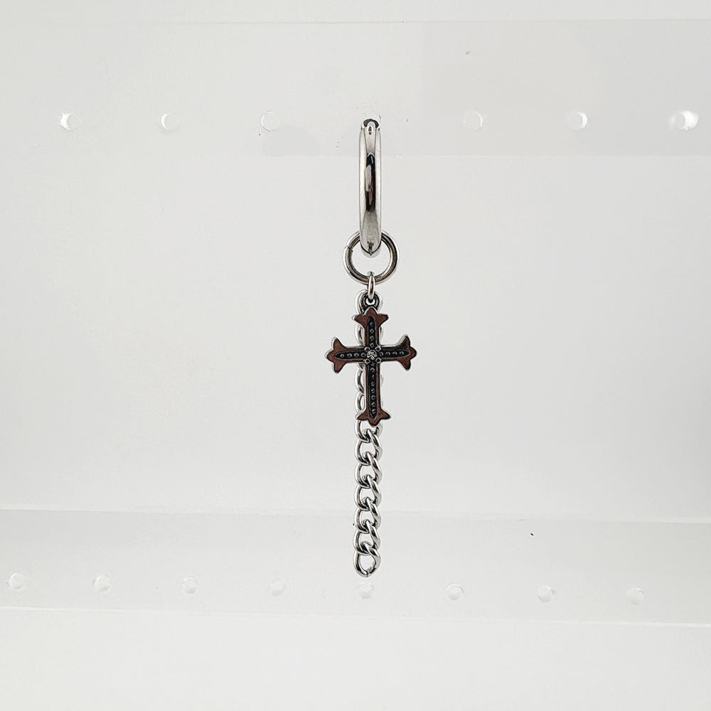 YEH 013 ［サージカルステンレス］ゴシック十字架ワンタッチピアス