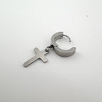 YEH 007 [サージカルステンレス] シンプル十字架リングワンタッチピアス