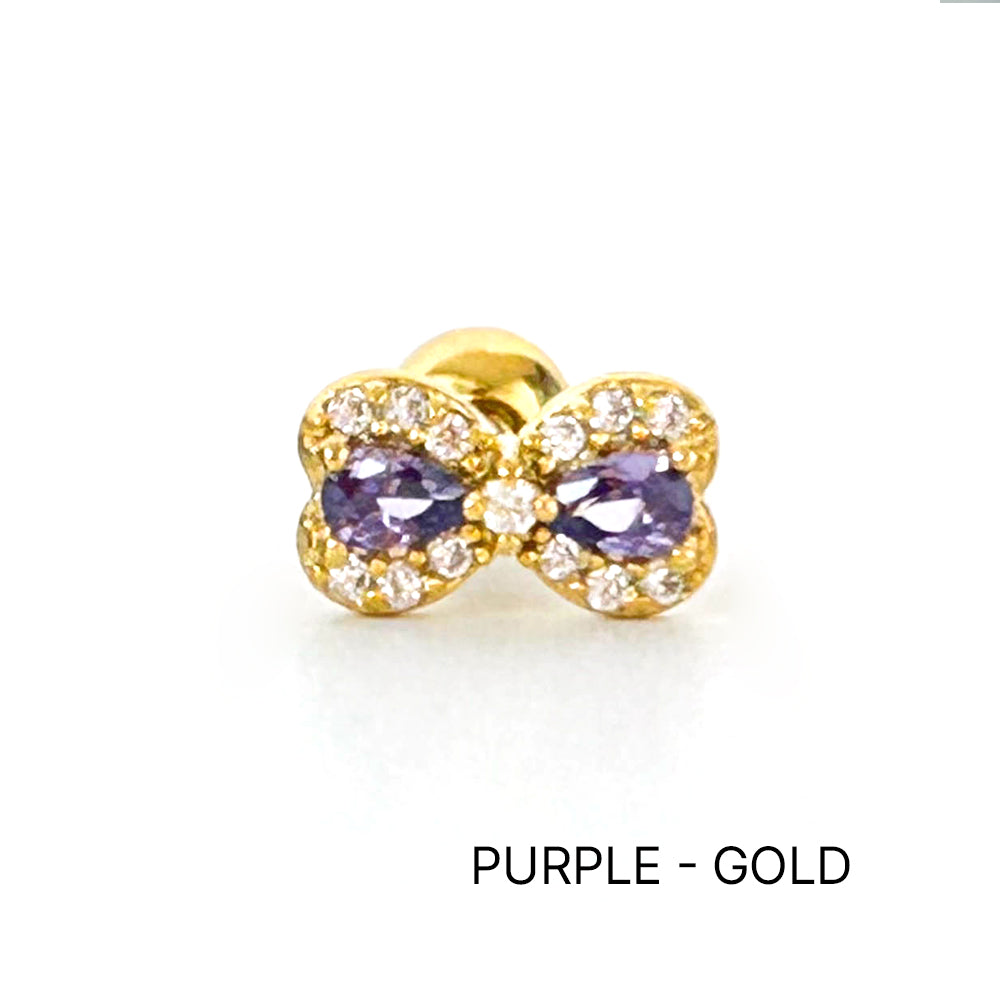 A8 106 ［サージカルステンレス］キュービックリボンピアス