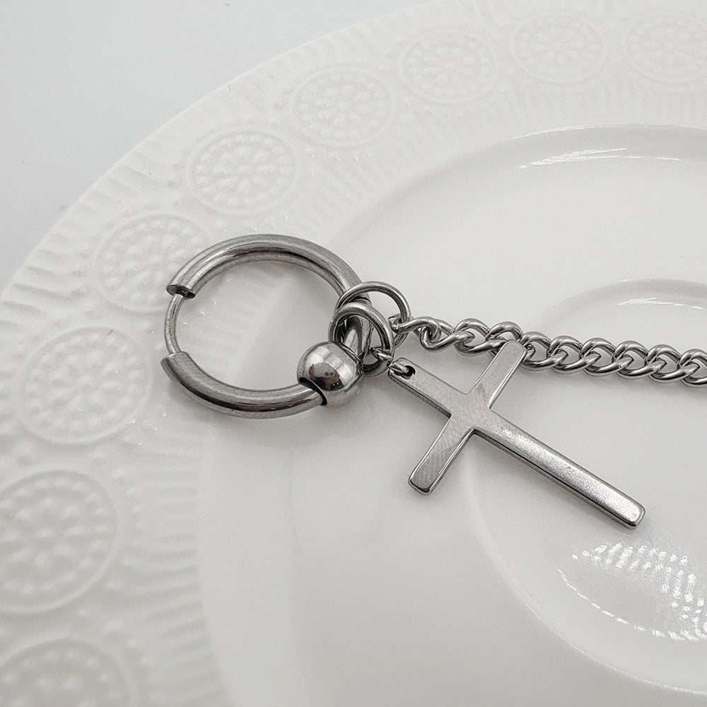 YEH 014 ［サージカルステンレス］十字架ワンタッチピアス