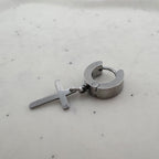 YEH 009 ［サージカルステンレス］十字架スチールドロップワンタッチピアス