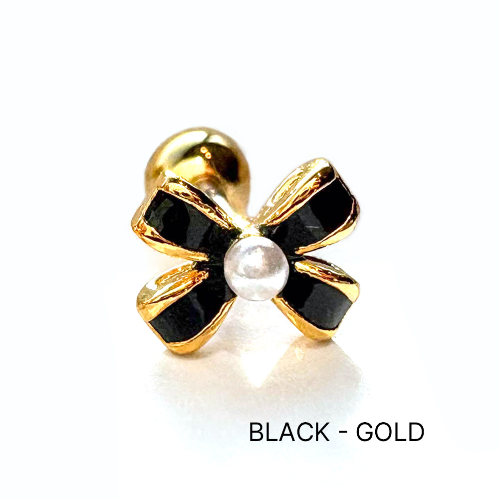 A3 080 [サージカルステンレス]　上品リボンピアス