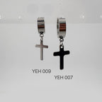YEH 007 [サージカルステンレス] シンプル十字架リングワンタッチピアス