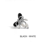 A5 299 ［サージカルステンレス］ブラックアンドホワイトリボンキュービックピアス