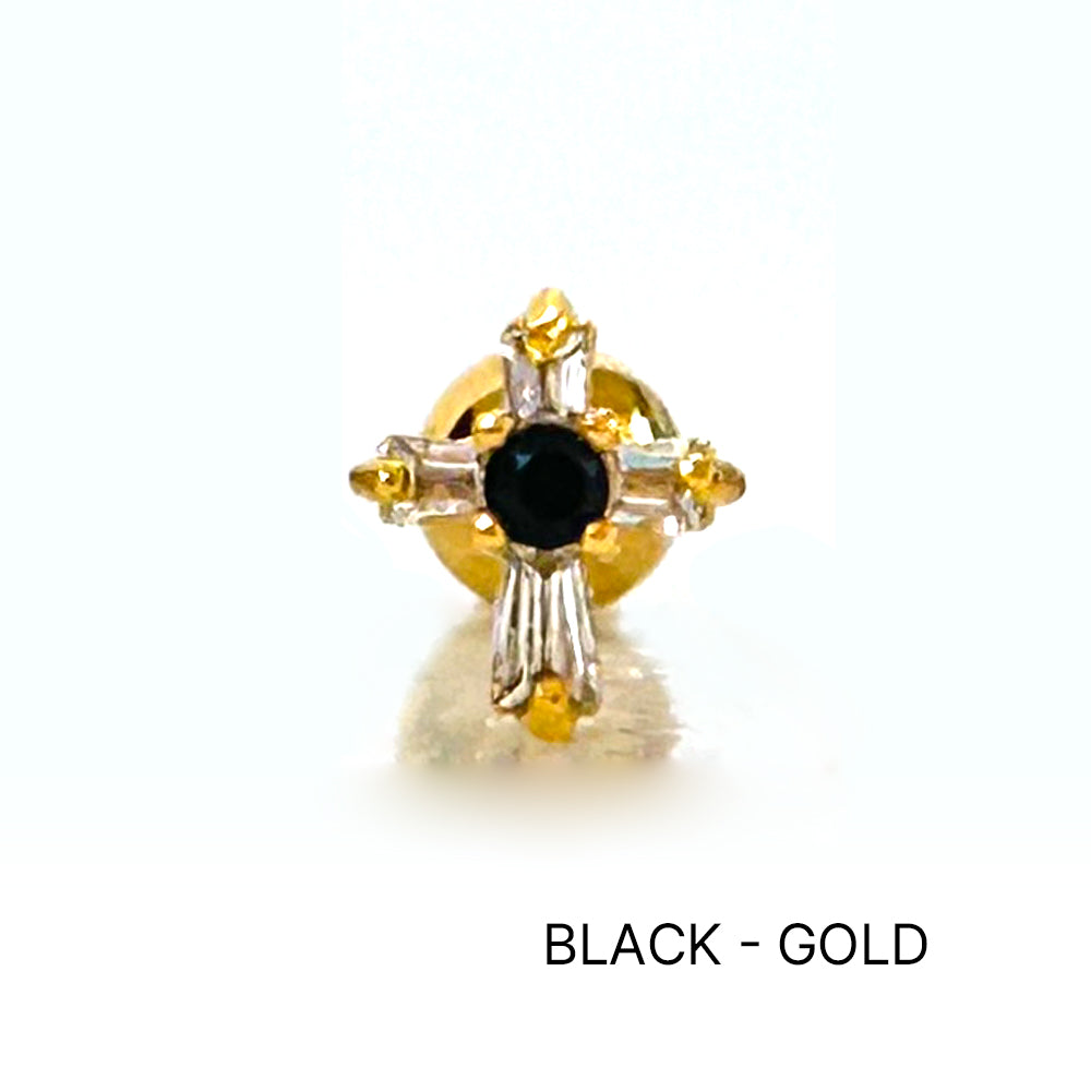 MN 182 ［サージカルステンレス］ゴシックストーン十字架ピアス