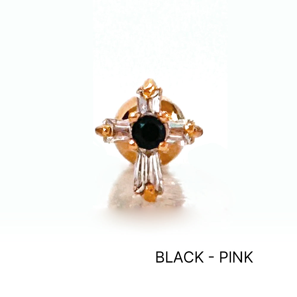 MN 182 ［サージカルステンレス］ゴシックストーン十字架ピアス