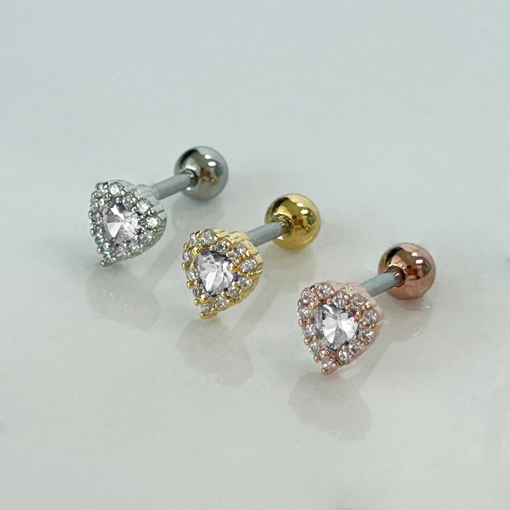 MP 095  [ サージカルステンレス]　キュービックハートピアス