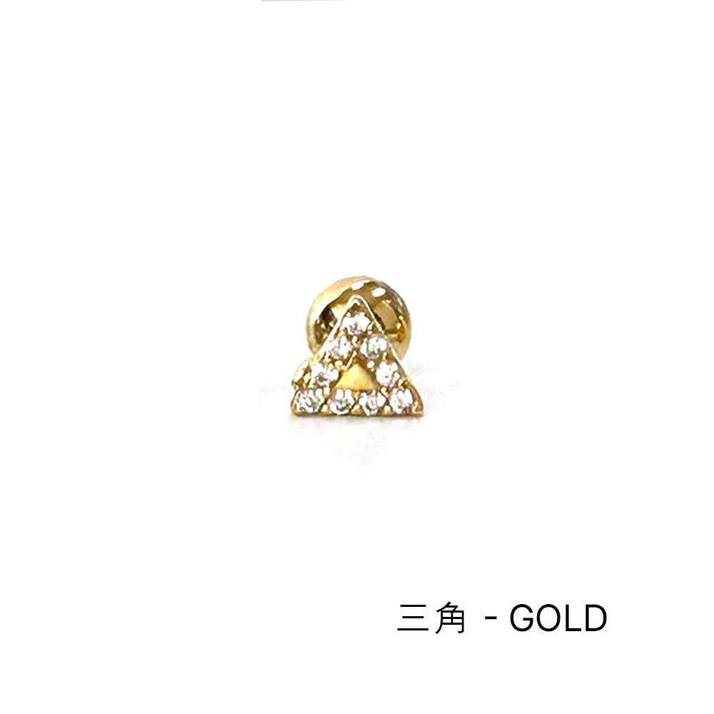 MP 138 ［サージカルステンレス］三角，丸，四角，水滴ストーンピアス