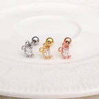 A5 255 ［サージカルステンレス］ストーンキュービックリボンピアス