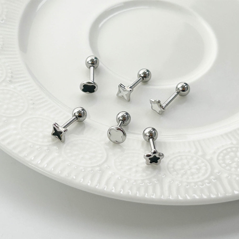 A5 267 ［サージカルステンレス］四角＆丸＆星ピアス
