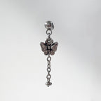 A2 238 ［サージカルステンレス］アンティーク蝶々ロングドロップピアス