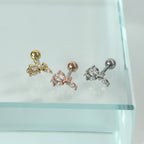 MP 122 ［サージカルステンレス］キュービック羽＆葉っぱピアス