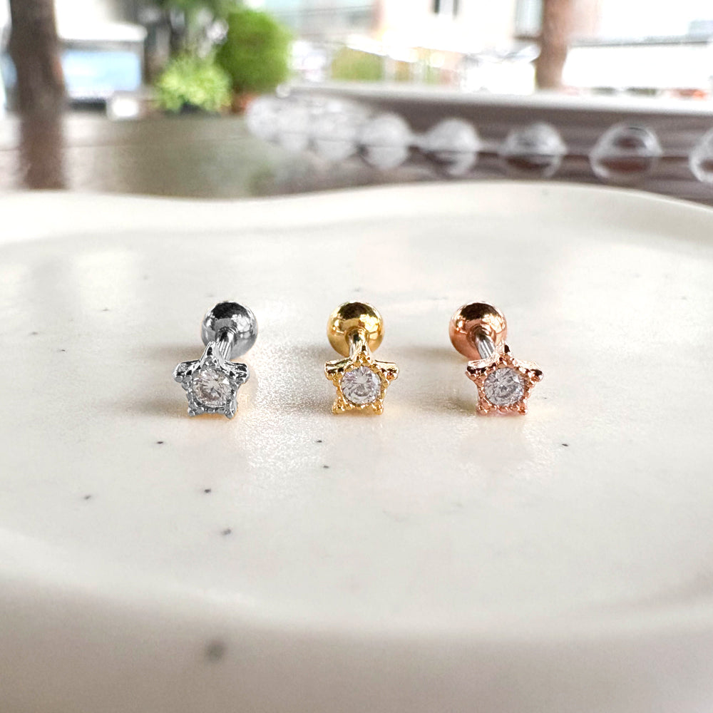 MS 024 ［サージカルステンレス］キュービックミニ星ピアス