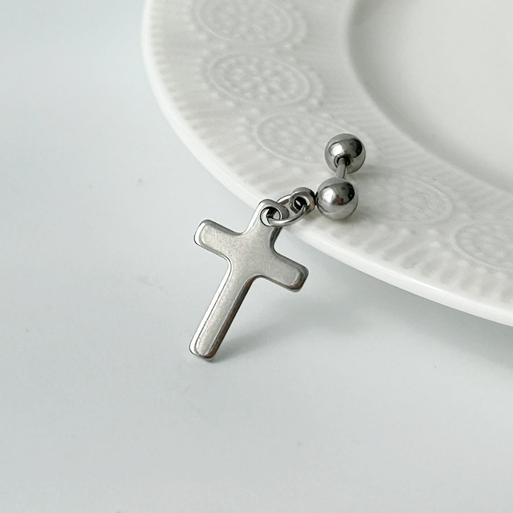 YES 037 ［サージカルステンレス］シンプル十字架ピアス