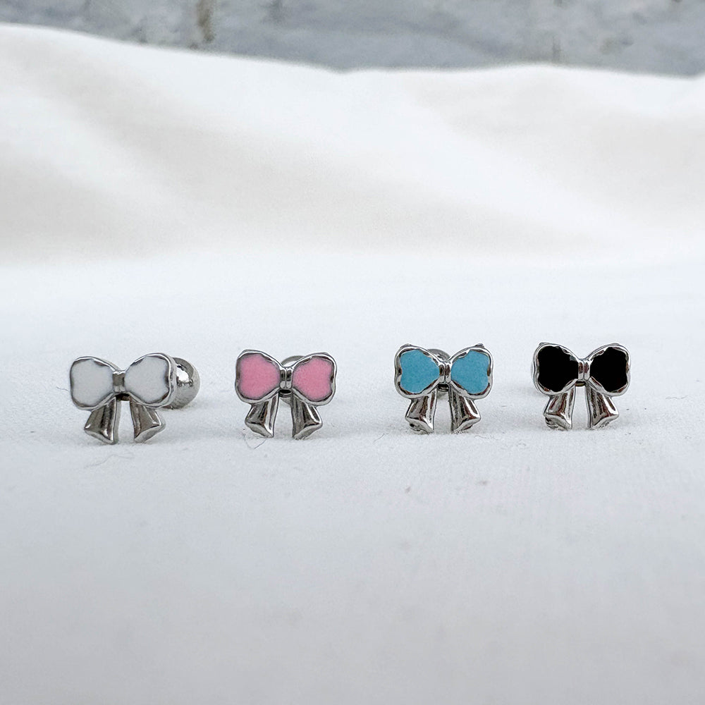 B3 093 ［サージカルステンレス］シンプルカラフルリボンピアス