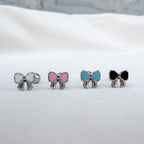 B3 093 ［サージカルステンレス］シンプルカラフルリボンピアス
