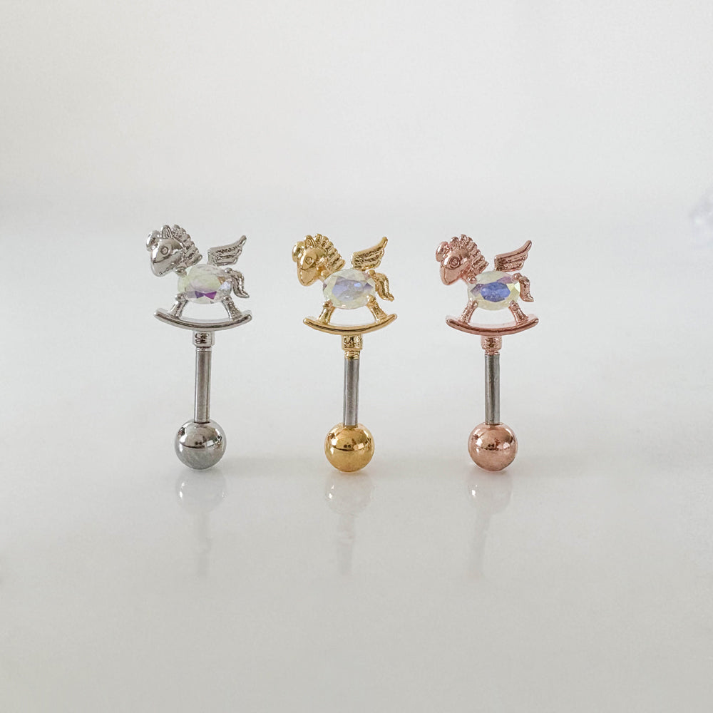 A8 273　[サージカルステンレス] オーロラ木馬ピアス