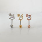 A8 273　[サージカルステンレス] オーロラ木馬ピアス