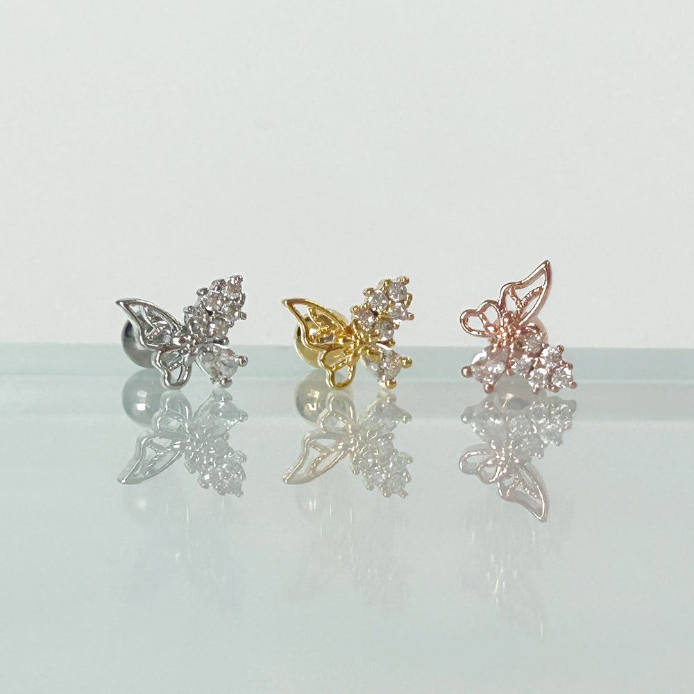 MN 172 ［サージカルステンレス］キュービック蝶々ピアス