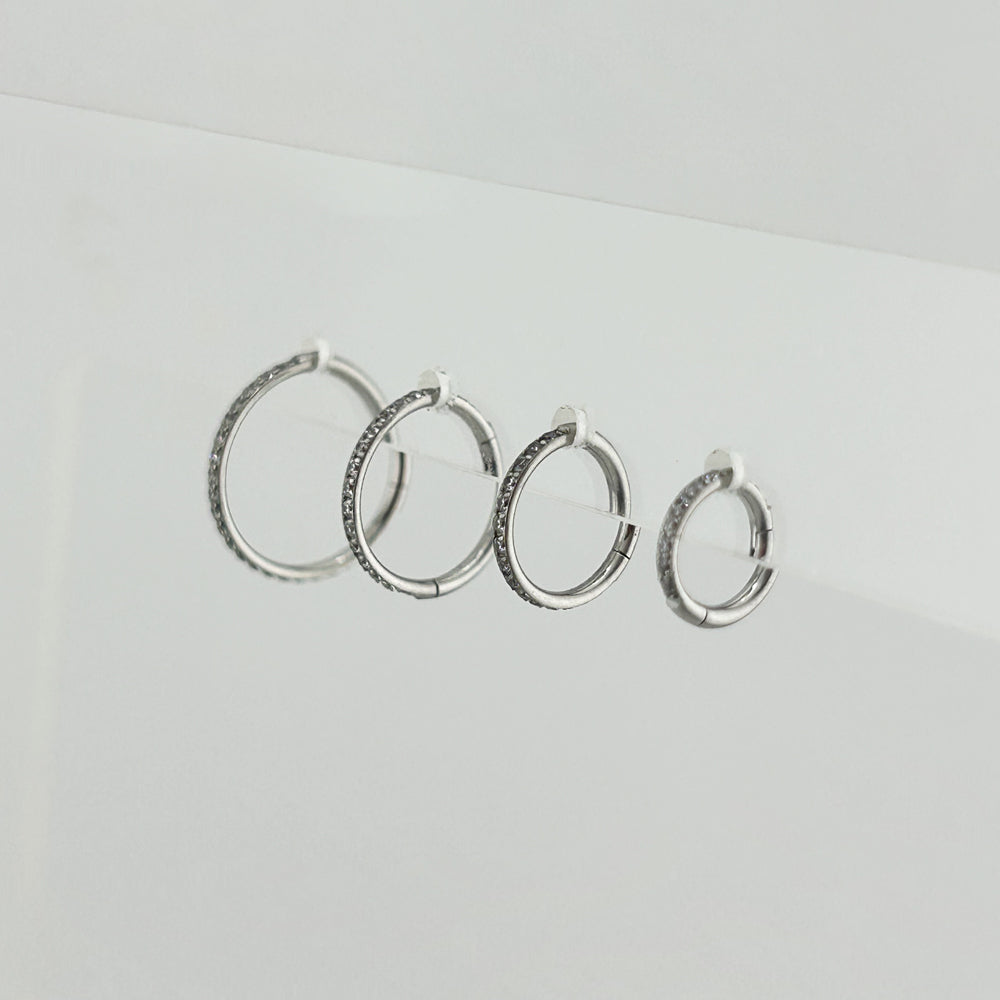 STS 044 ［サージカルステンレス］シンプルストーンリングピアス