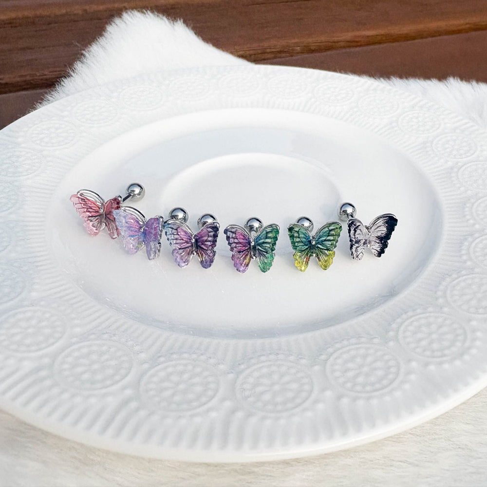 A5 175 ［サージカルステンレス］アクリル蝶々グラデーションピアス