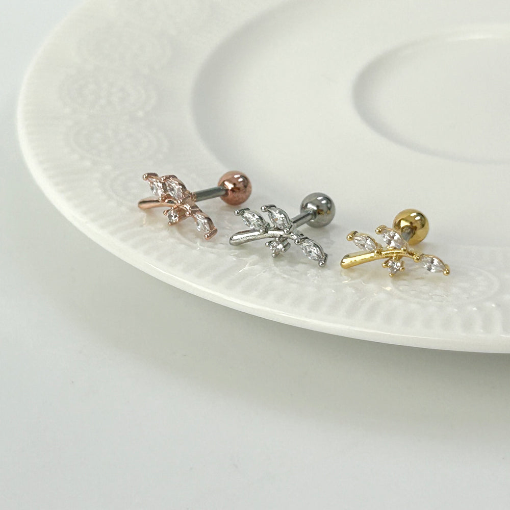 MN 122 ［サージカルステンレス］シンプルキュービックストーンピアス