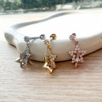 MP 072 ［サージカルステンレス］キュービッククロス星ピアス