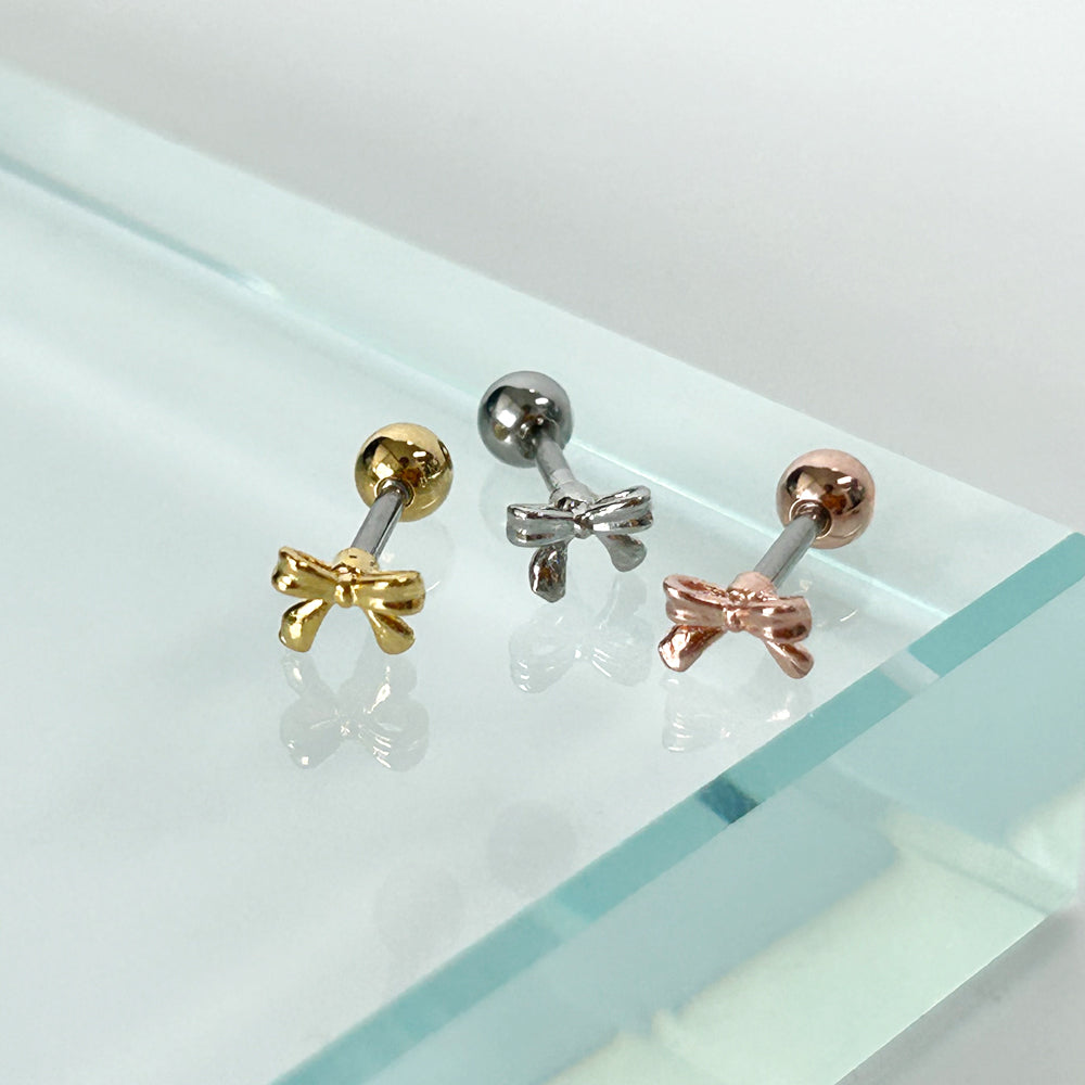 MN 185 ［サージカルステンレス］シンプルリボンピアス