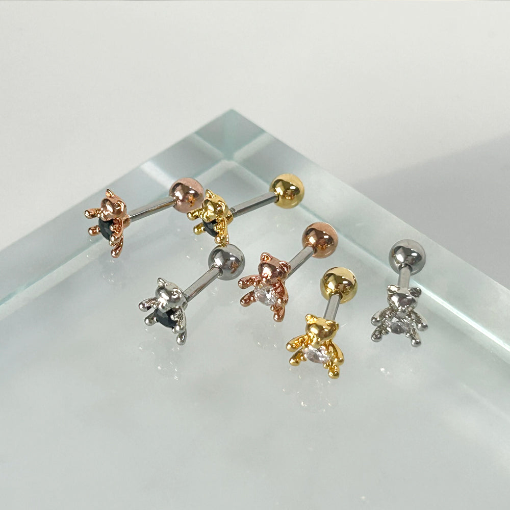 MS 062 　［サージカルキュービック］ストーンベアピアス