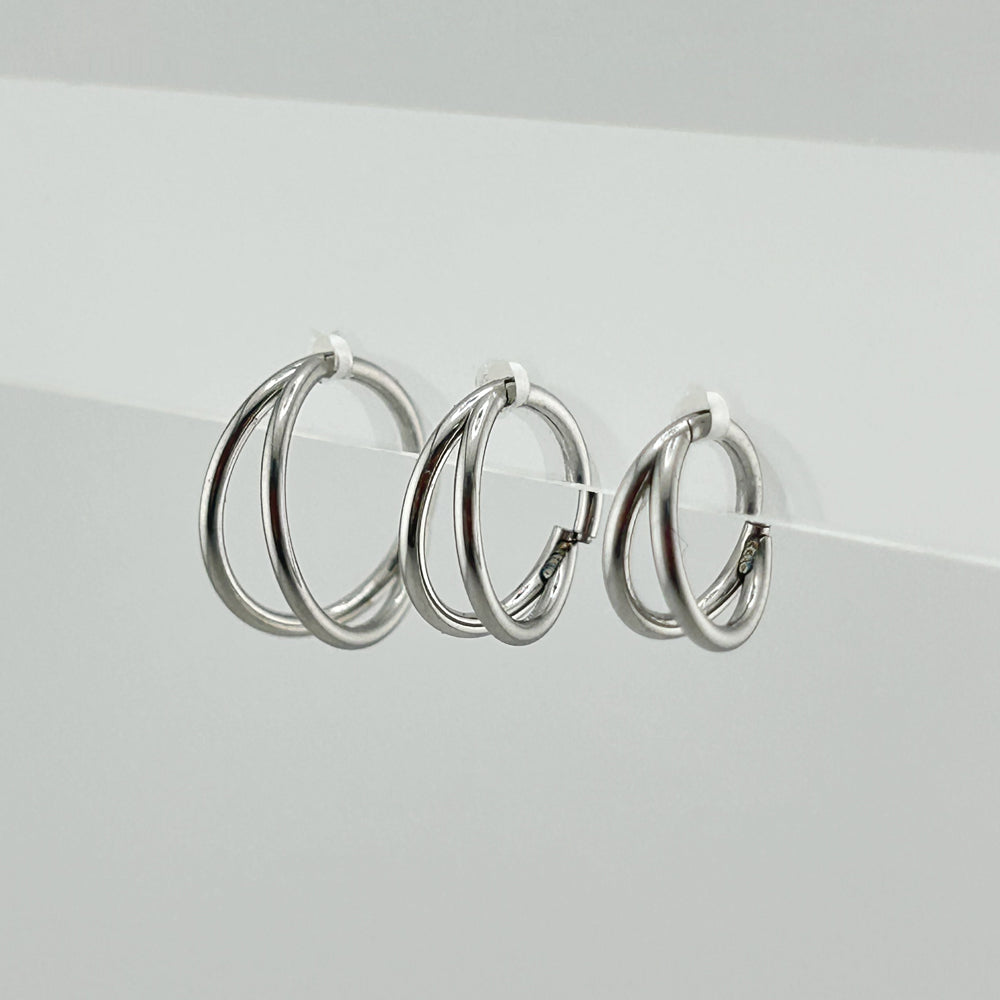 STS 021 ［サージカルステンレス］シンプルダブルリングピアス