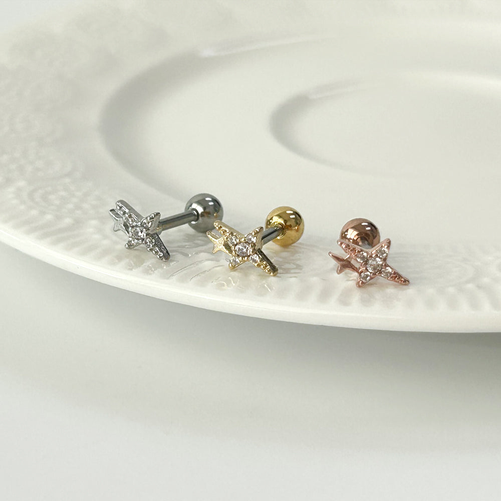 MN 177 ［サージカルステンレス］星×天の川ピアス