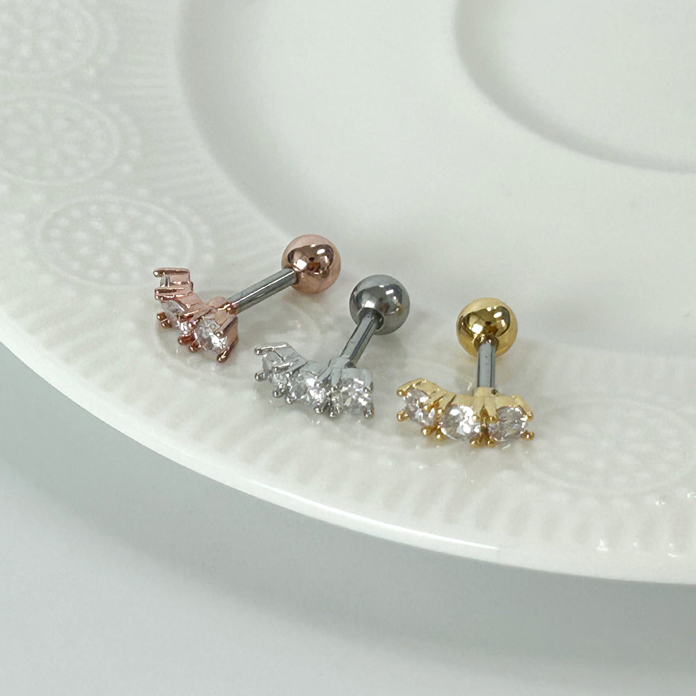 MN 169 ［サージカルステンレス］シンプルキュービックストーンピアス