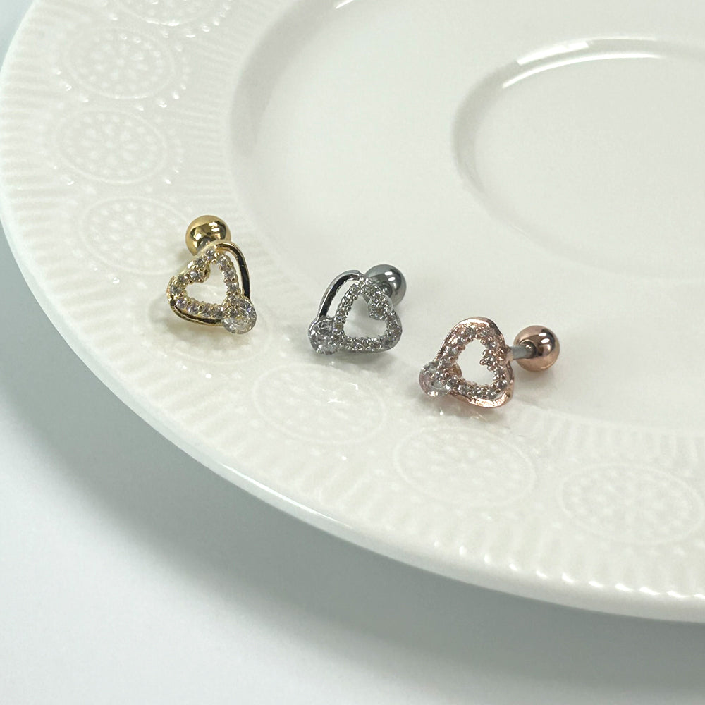 MP 055 ［サージカルステンレス］キュービックドロップハートピアス
