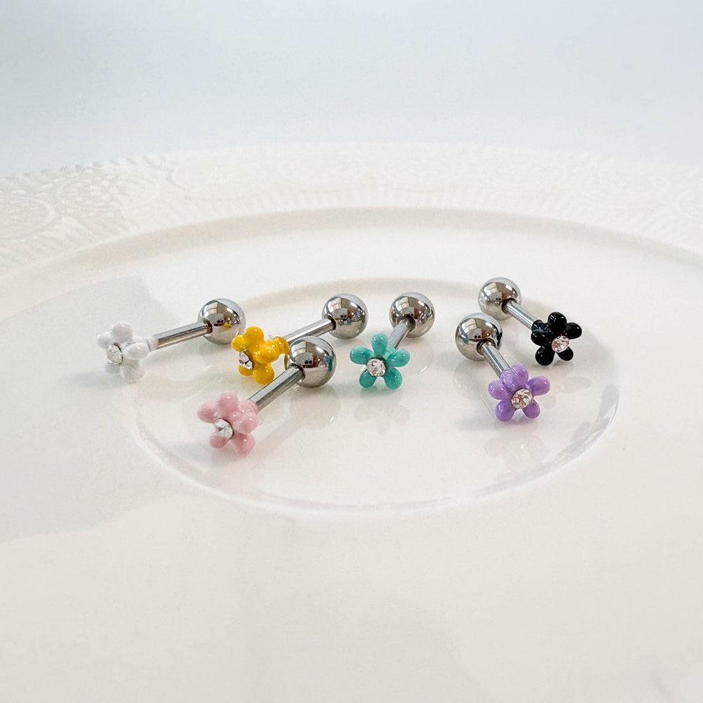 A8 203 ［サージカルステンレス］ポップカラー花ピアス