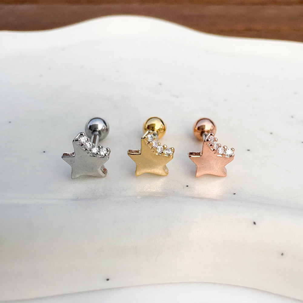 A5 296 ［サージカルステンレス］ストーン星ピアス