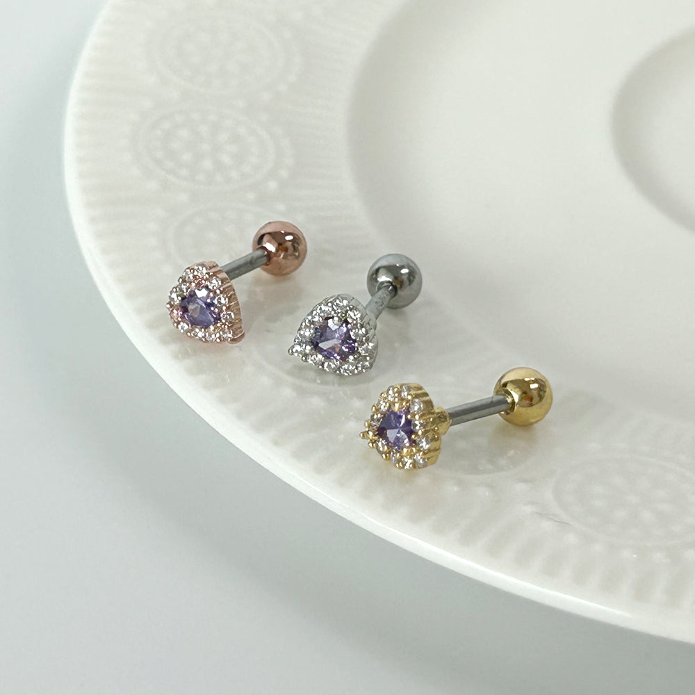 MP 095  [ サージカルステンレス]　キュービックハートピアス