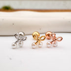 A5 246 [サージカルステンレス]　パールリボンピアス