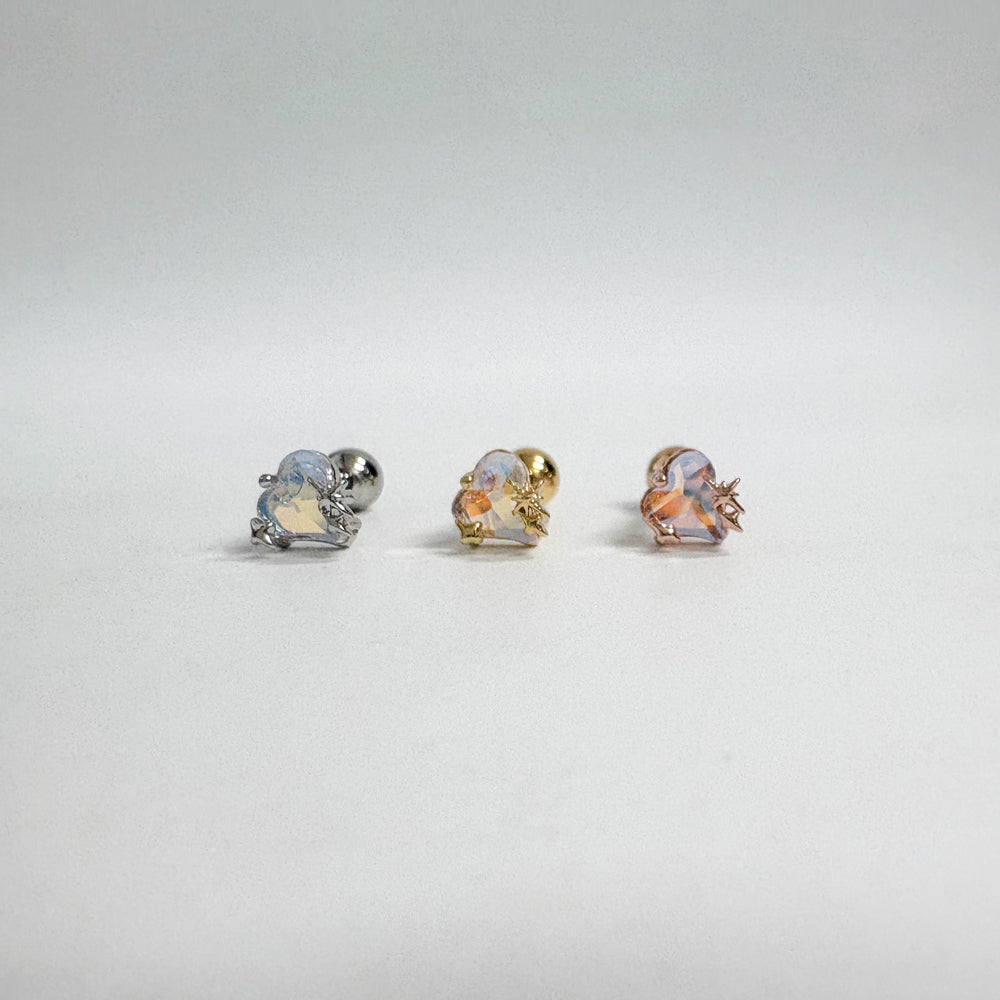 A5 293 ［サージカルステンレス］ツインクルスターキュービックハートピアス