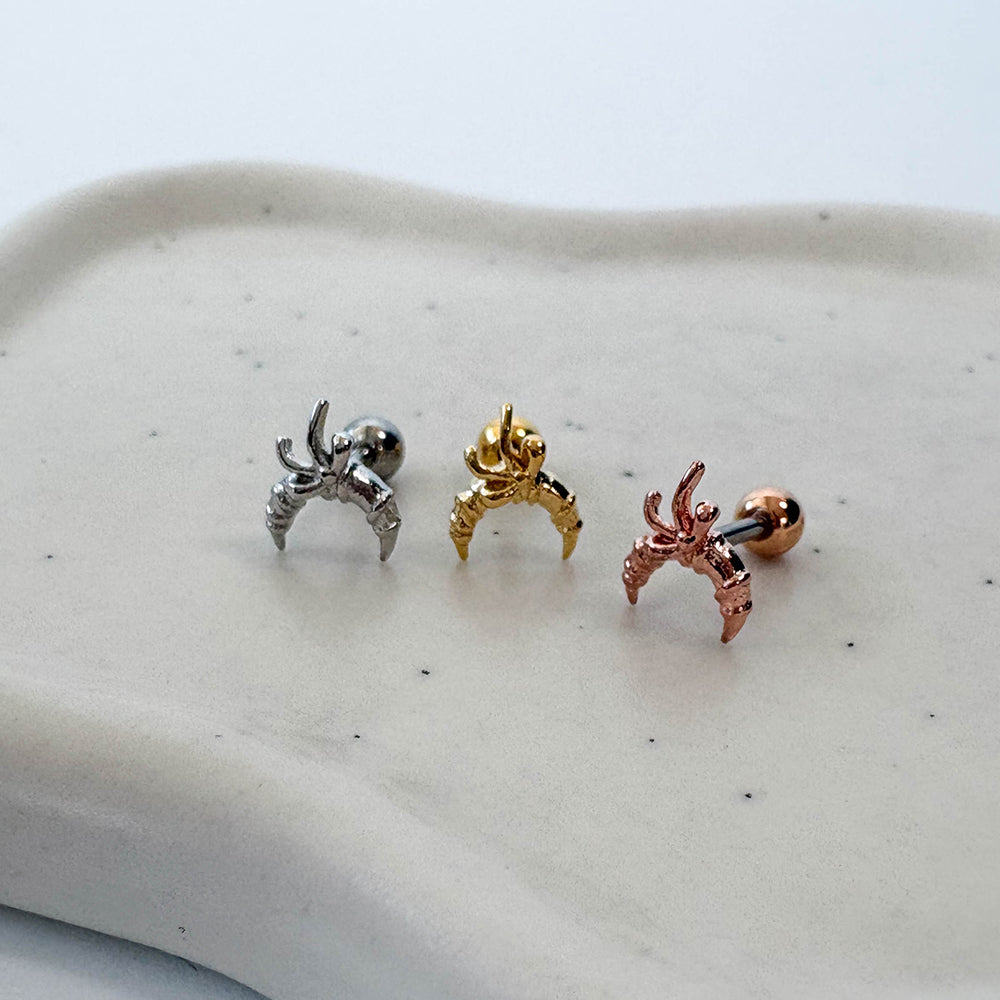 A10 072 ［サージカルステンレス］リボンムーン月ピアス