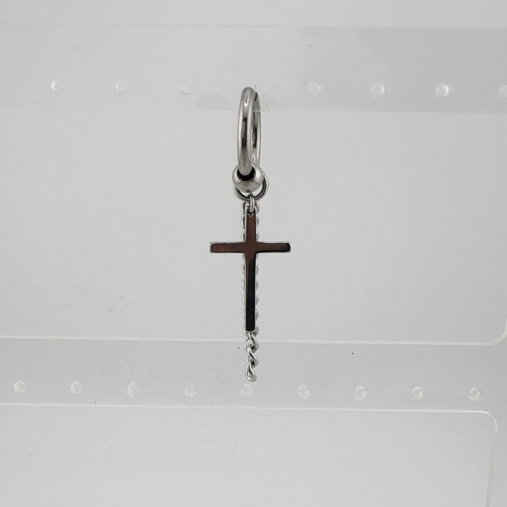 YEH 014 ［サージカルステンレス］十字架ワンタッチピアス