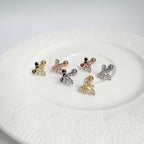 A5 299 ［サージカルステンレス］ブラックアンドホワイトリボンキュービックピアス