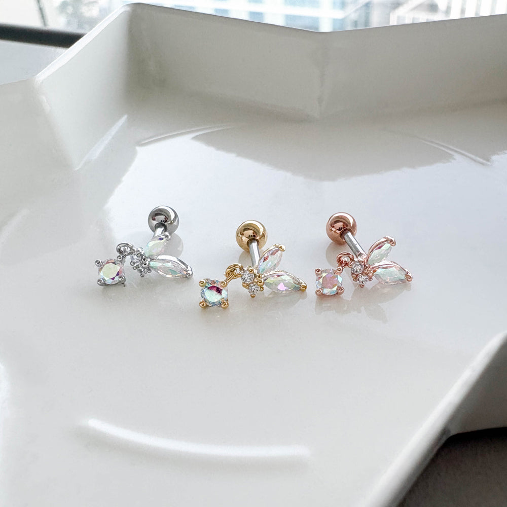 A8 245 ［サージカルステンレス］ドロップ蝶々ピアス