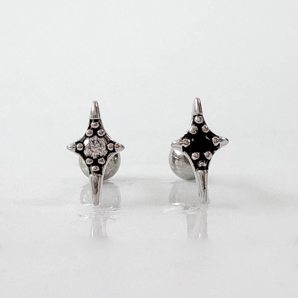 A2 234 ［サージカルステンレス］アンティークミニキュービックスターピアス