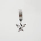 YEH 020 ［サージカルステンレス］キュービック蝶々リングワンタッチピアス