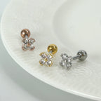 MN 173 ［サージカルステンレス］シンプルストーンクローバーピアス