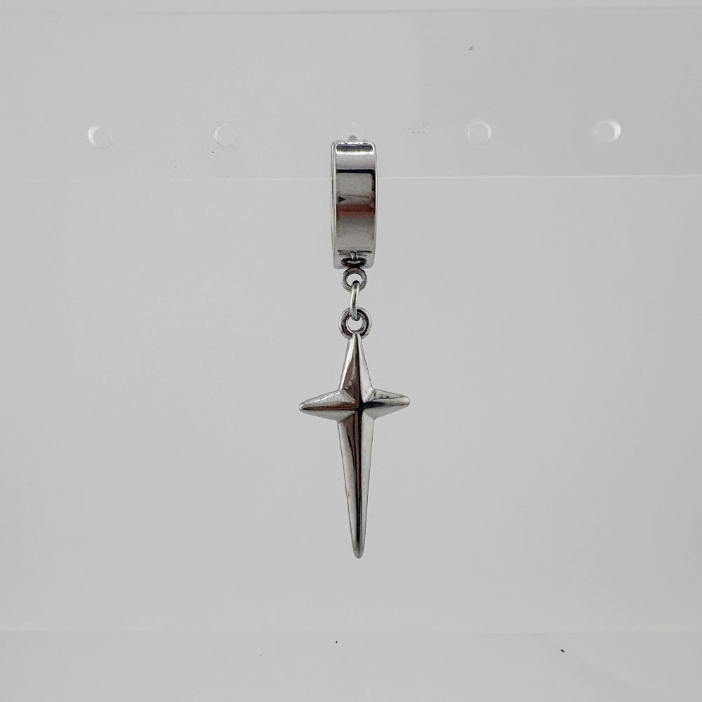 YEH 006 ［サージカルステンレス］써지컬 십자가 스틸링 드롭 원터치 피어싱