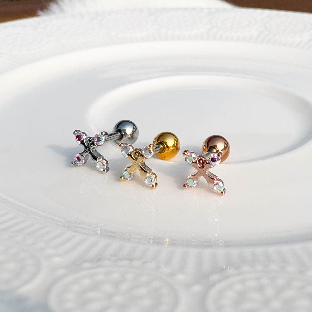 A5 294 ［サージカルステンレス］ストーン十字架ピアス