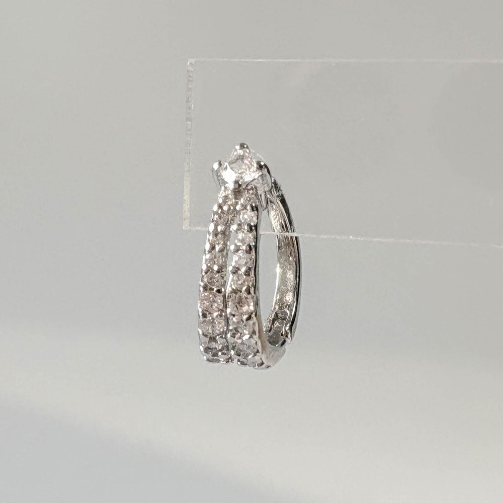 A5 281 [サージカルステンレス] キュービックダブルハーフリングピアス